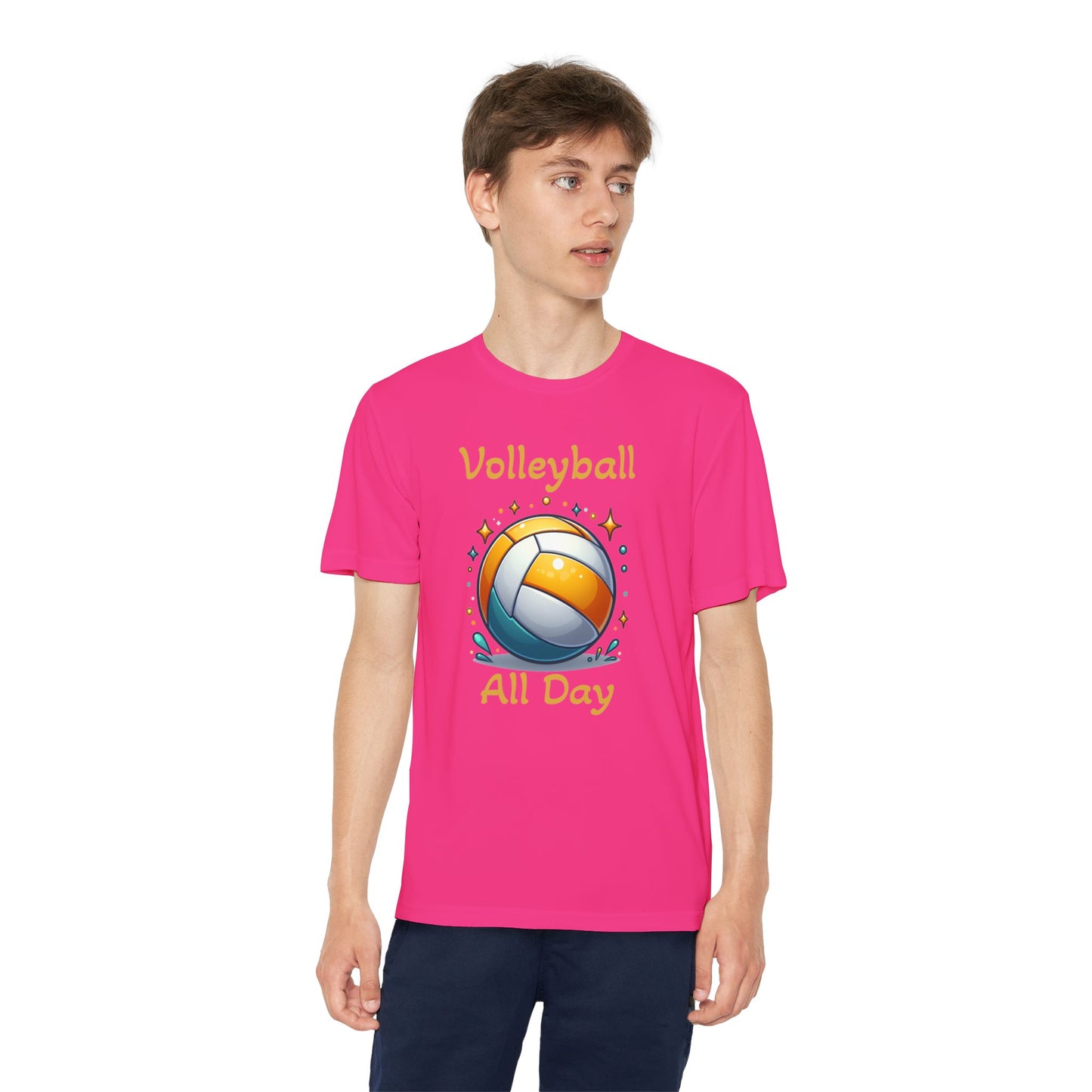 Youth Volleyball Tee - "Volleyball All Day" Graphic Shirt