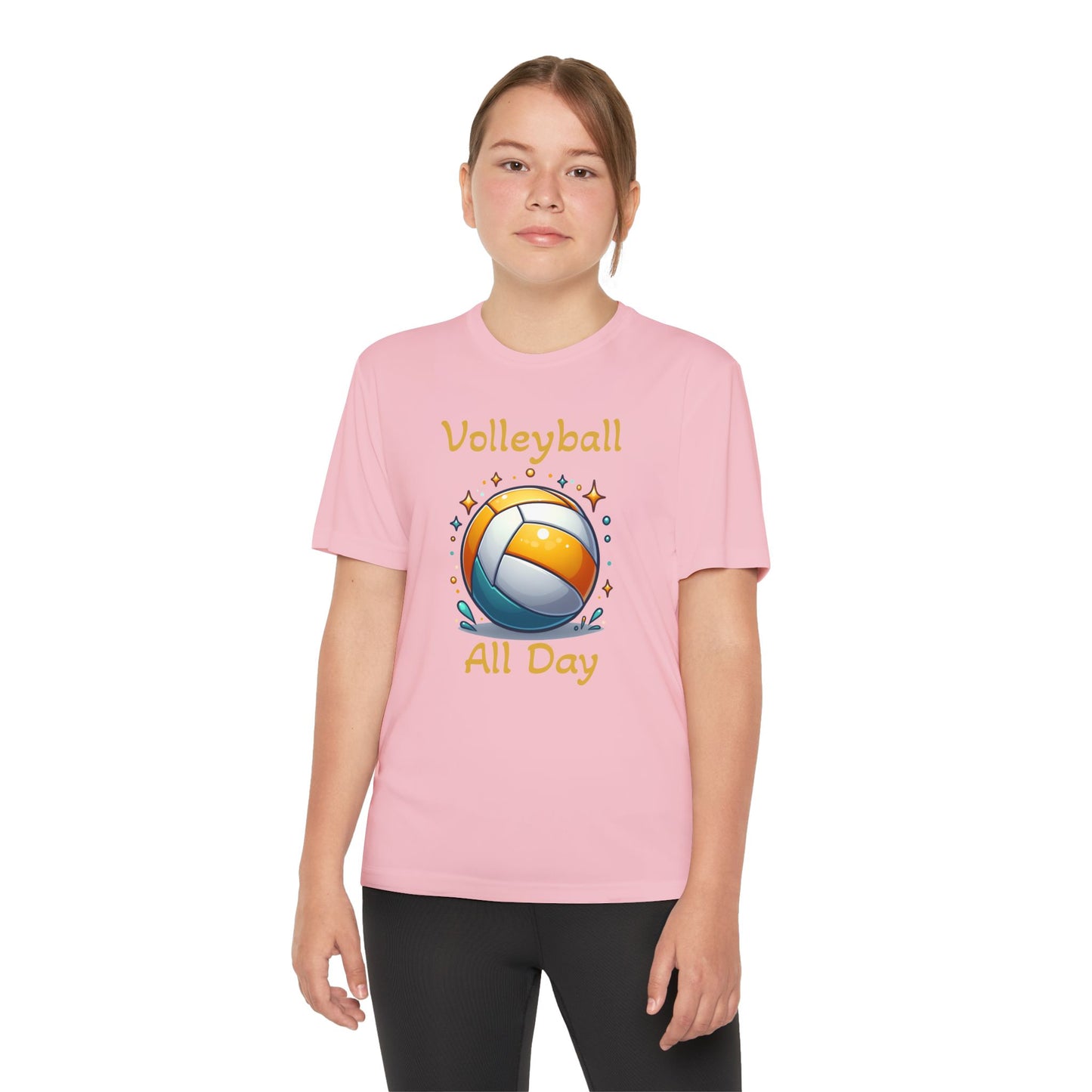 Youth Volleyball Tee - "Volleyball All Day" Graphic Shirt