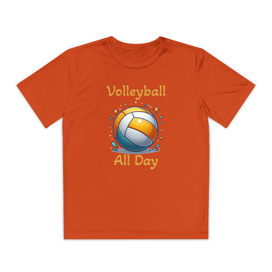 Youth Volleyball Tee - "Volleyball All Day" Graphic Shirt