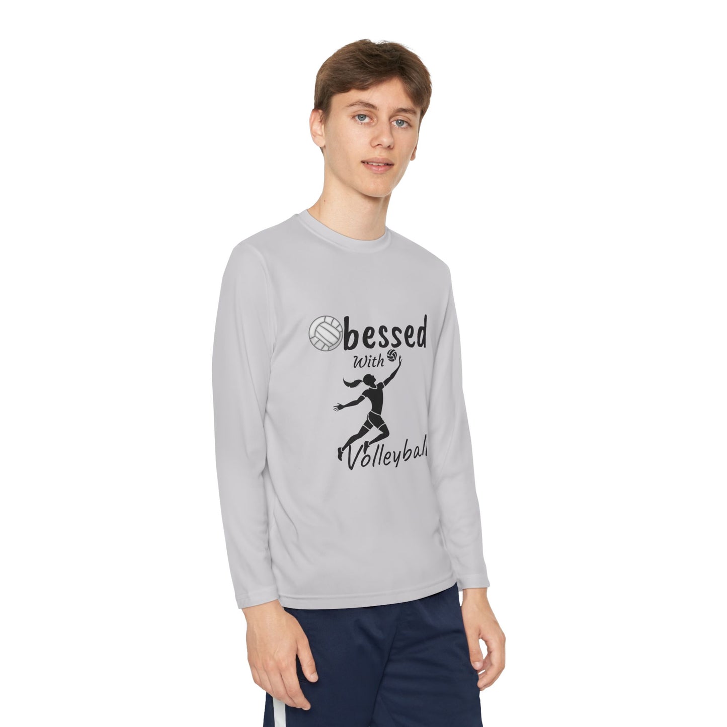 Youth Long Sleeve Volleyball Tee - Obsessed with Volleyball Shirt for Young Players