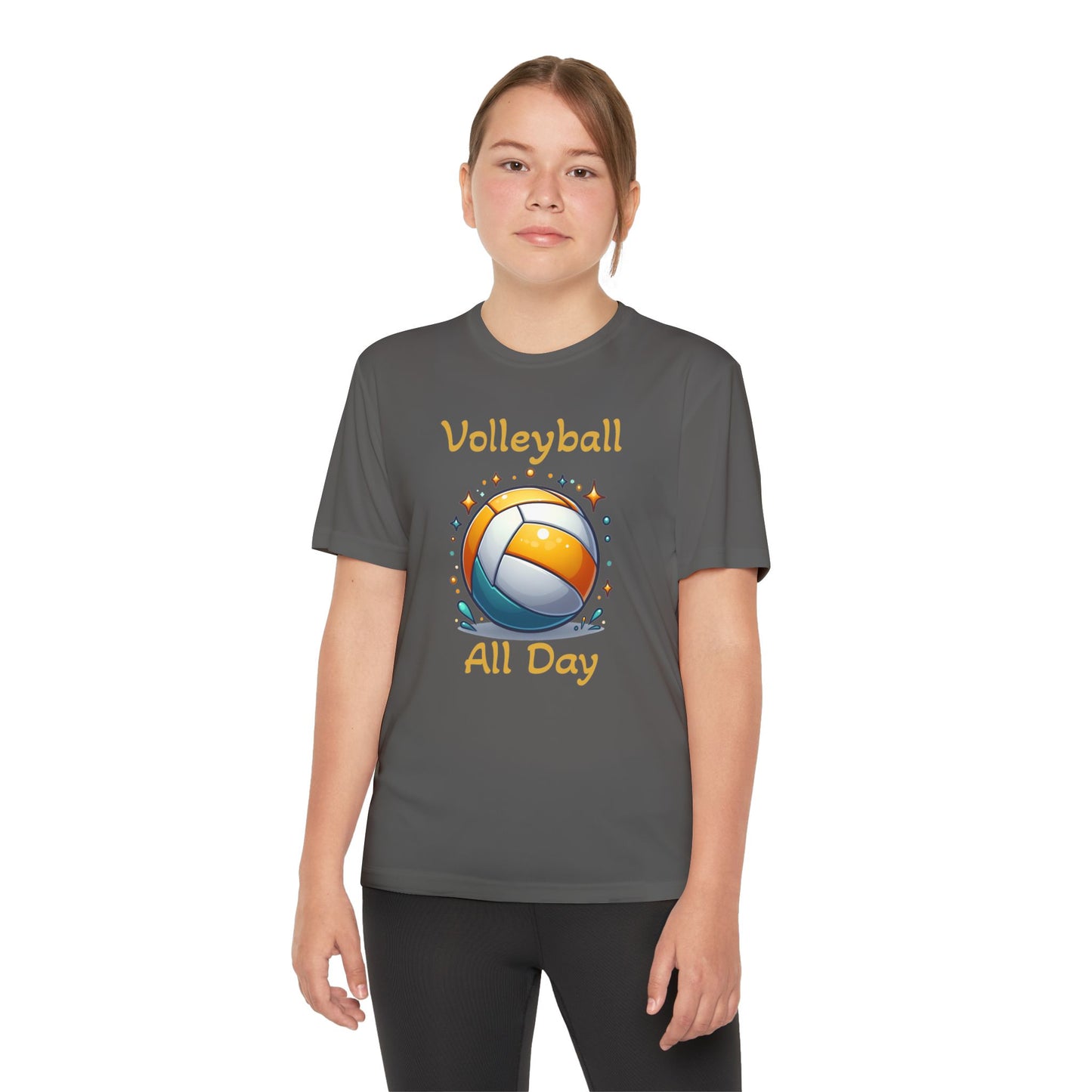 Youth Volleyball Tee - "Volleyball All Day" Graphic Shirt