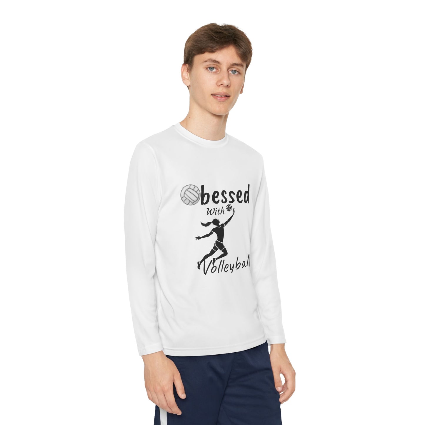 Youth Long Sleeve Volleyball Tee - Obsessed with Volleyball Shirt for Young Players