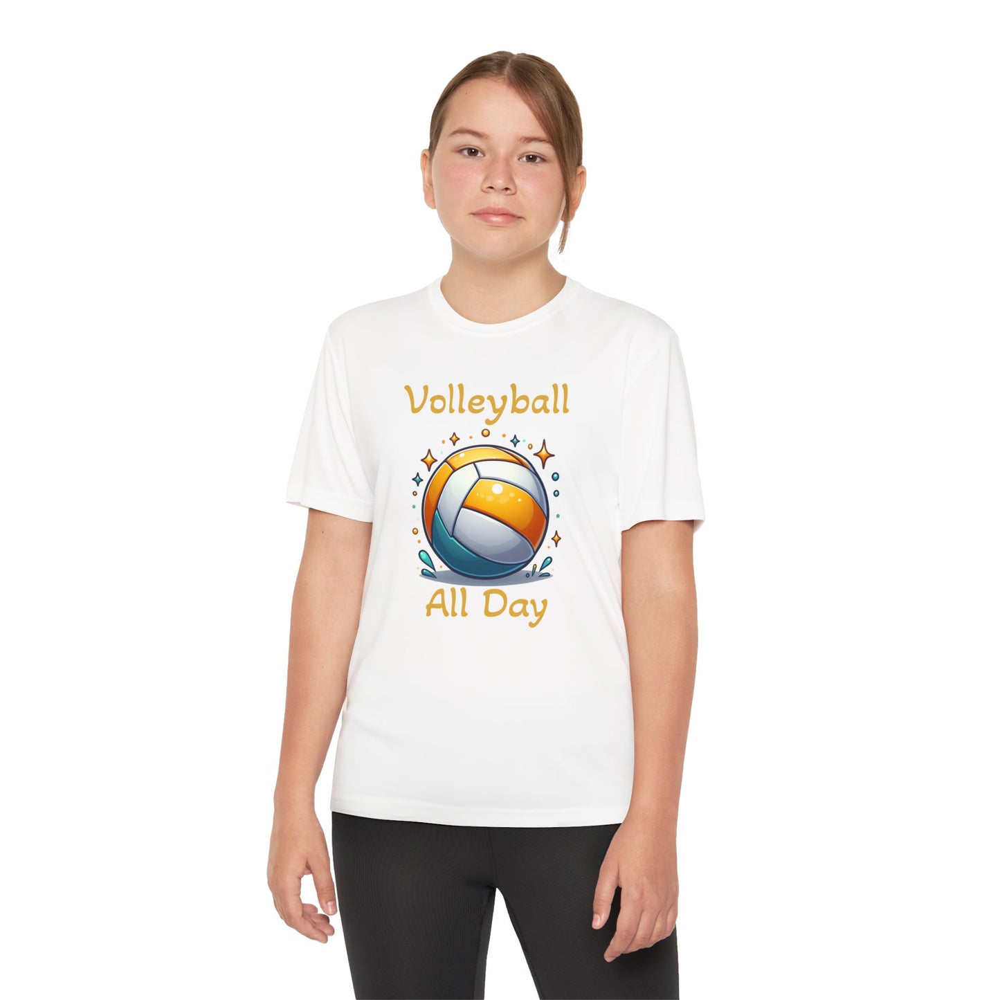 Youth Volleyball Tee - "Volleyball All Day" Graphic Shirt