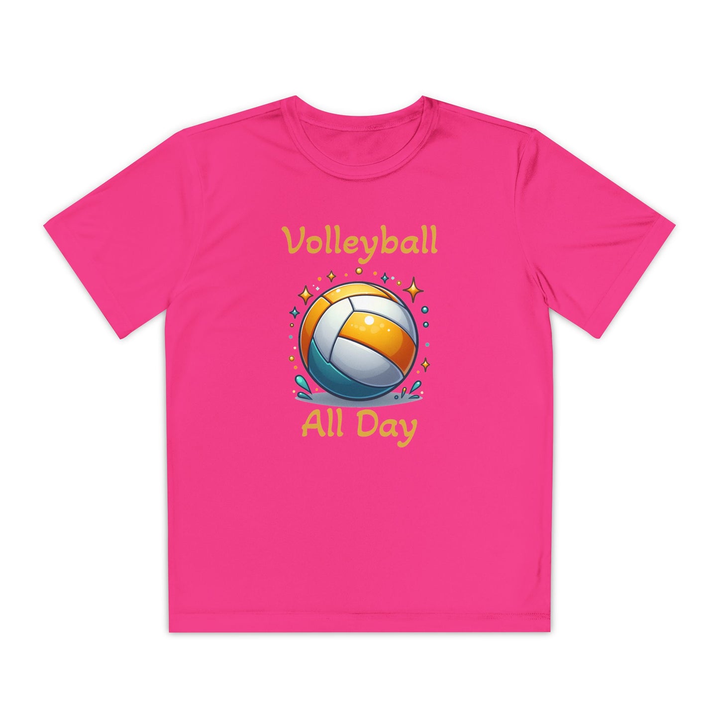 Youth Volleyball Tee - "Volleyball All Day" Graphic Shirt