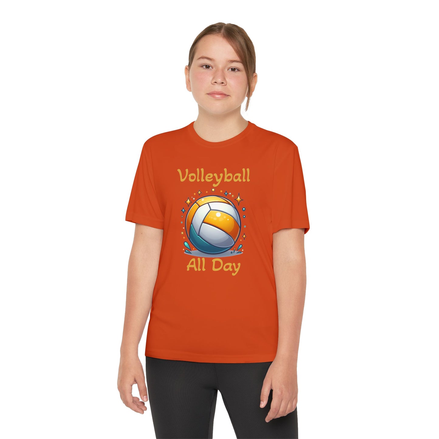 Youth Volleyball Tee - "Volleyball All Day" Graphic Shirt