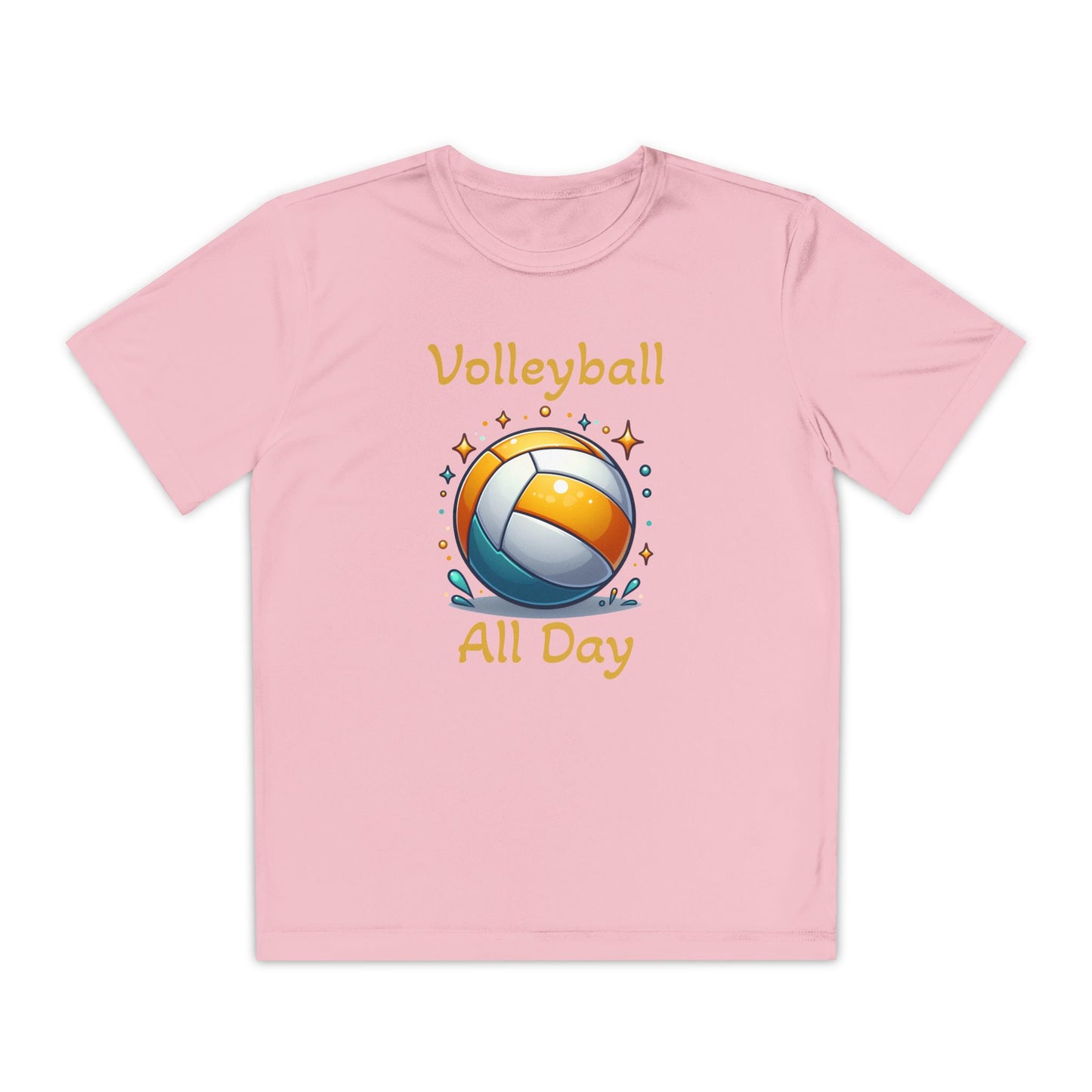 Youth Volleyball Tee - "Volleyball All Day" Graphic Shirt