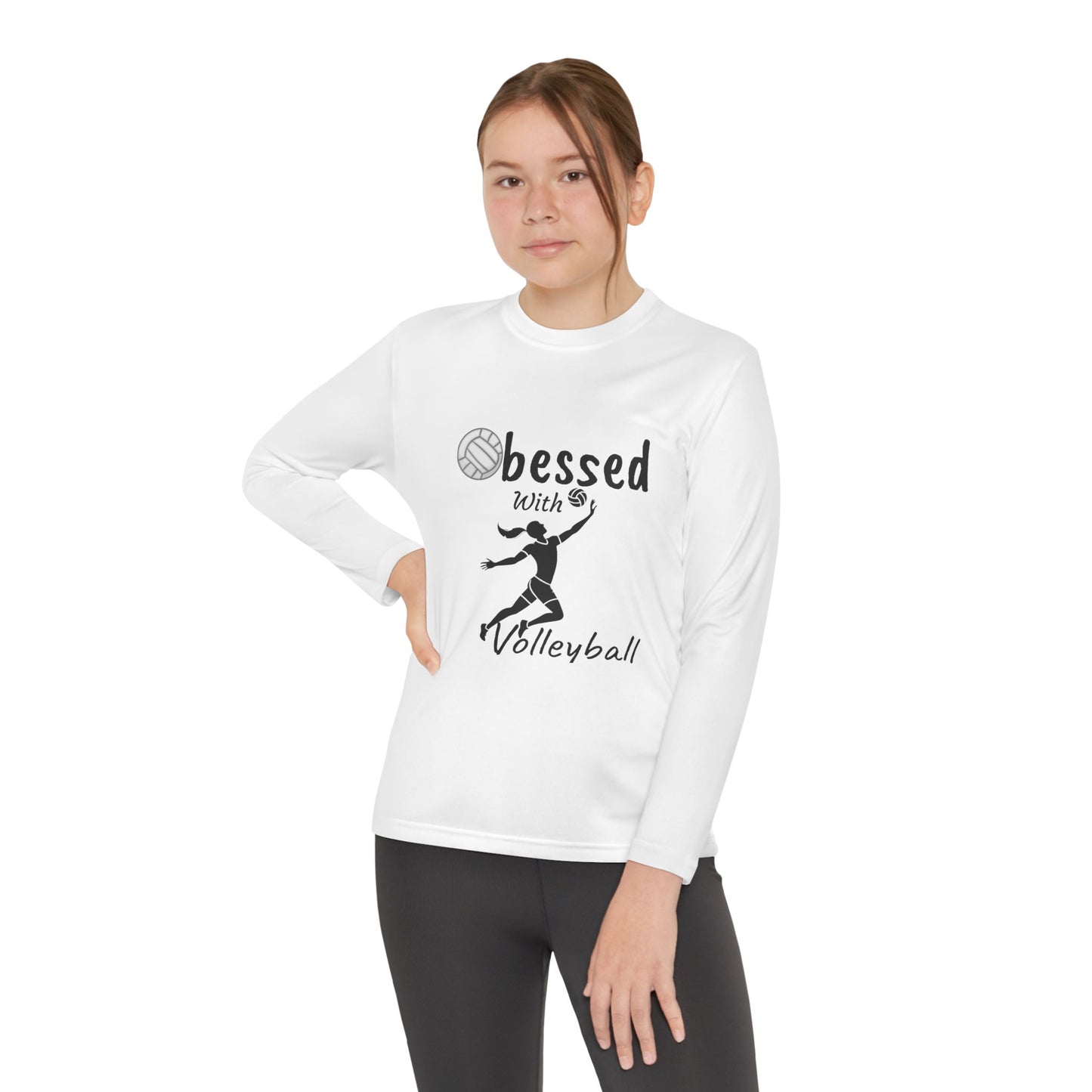 Youth Long Sleeve Volleyball Tee - Obsessed with Volleyball Shirt for Young Players