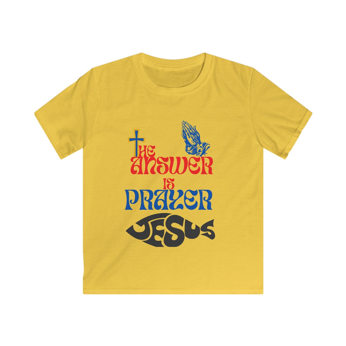 Kids Prayer Tee - 'The Answer is Prayer' Inspirational Softstyle Shirt