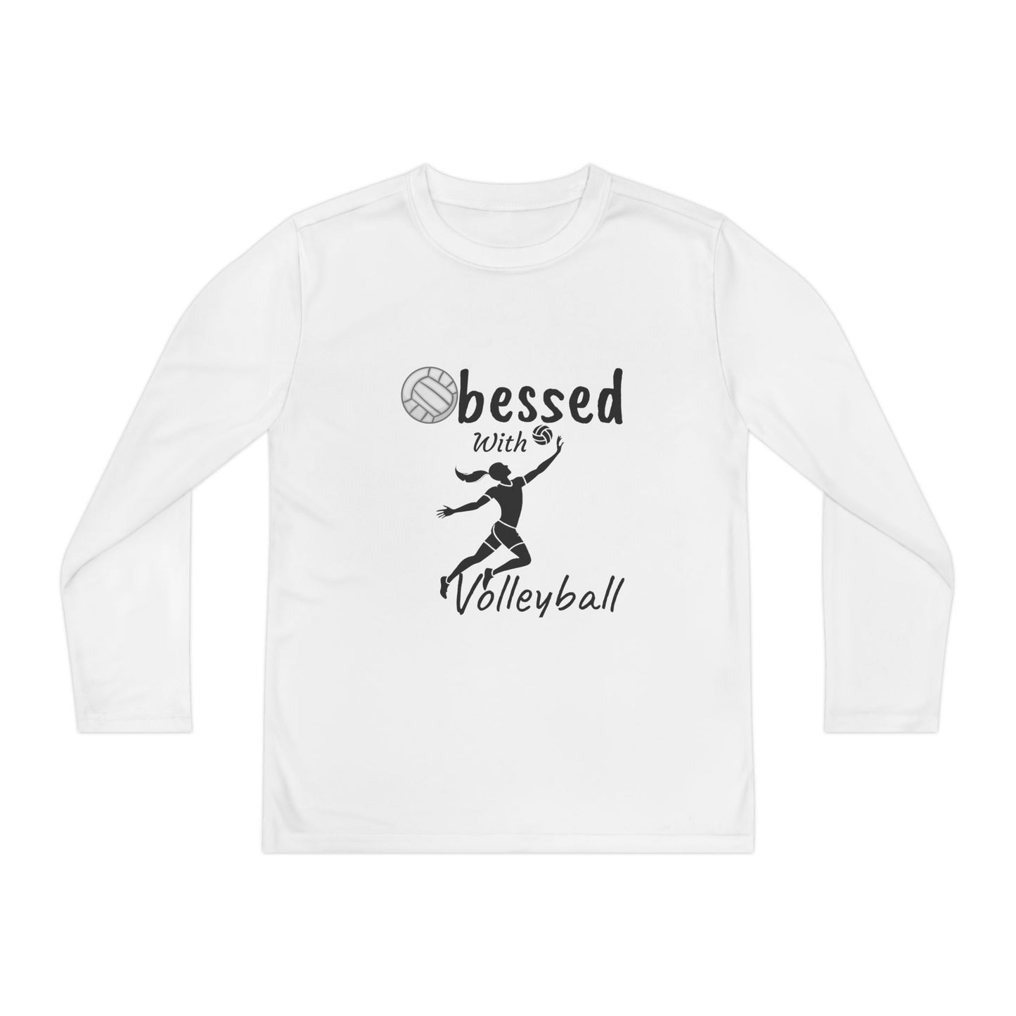 Youth Long Sleeve Volleyball Tee - Obsessed with Volleyball Shirt for Young Players