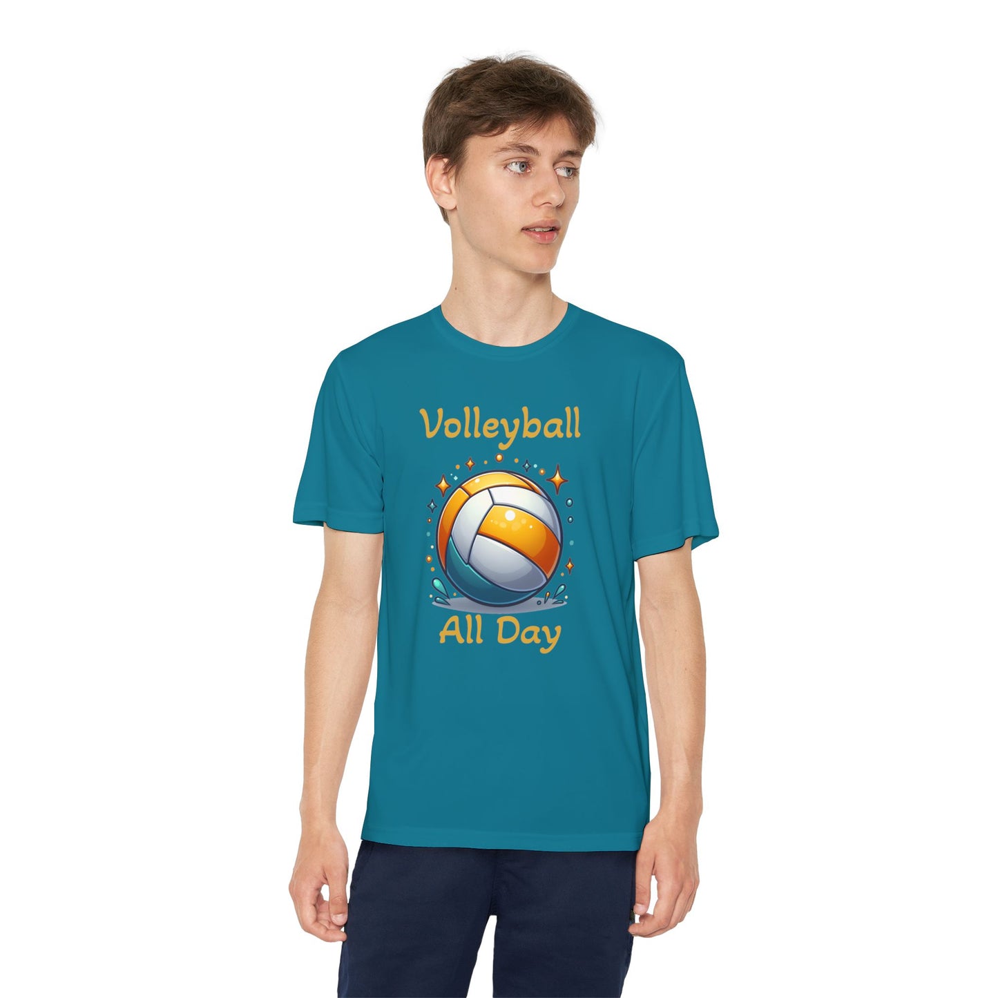 Youth Volleyball Tee - "Volleyball All Day" Graphic Shirt