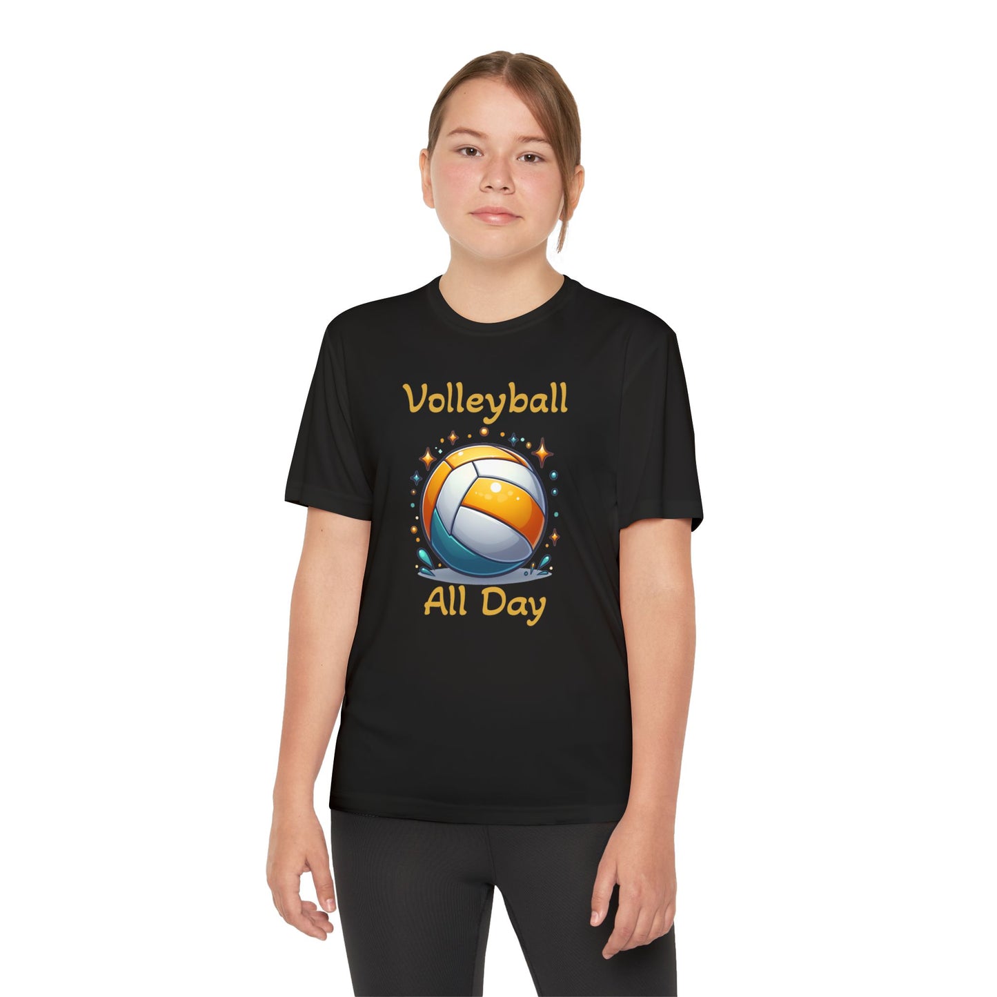 Youth Volleyball Tee - "Volleyball All Day" Graphic Shirt