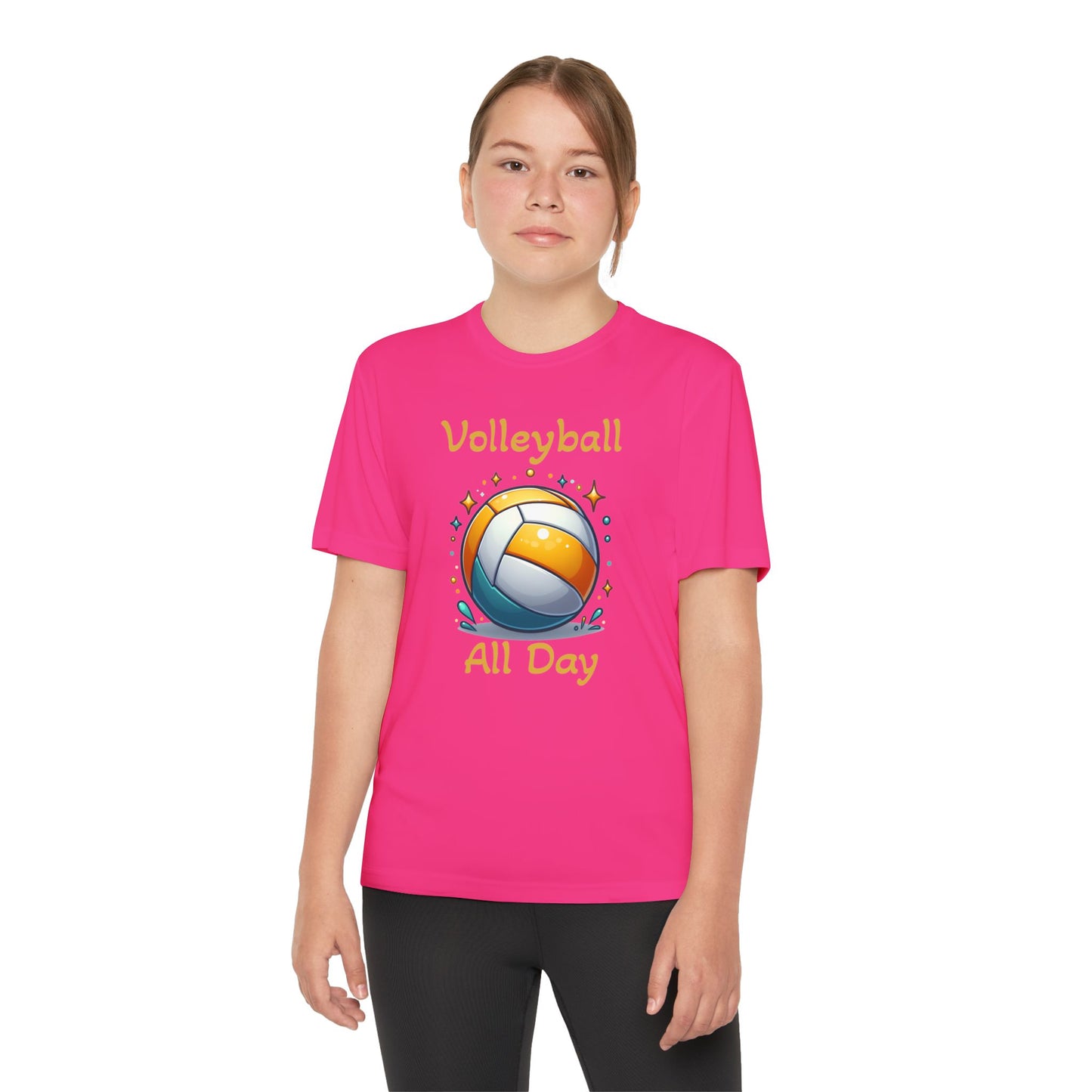 Youth Volleyball Tee - "Volleyball All Day" Graphic Shirt