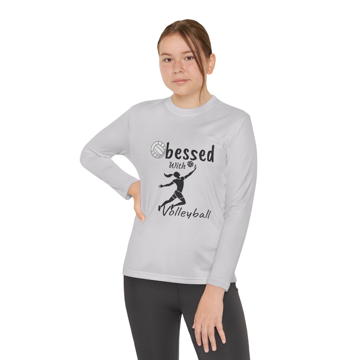 Youth Long Sleeve Volleyball Tee - Obsessed with Volleyball Shirt for Young Players