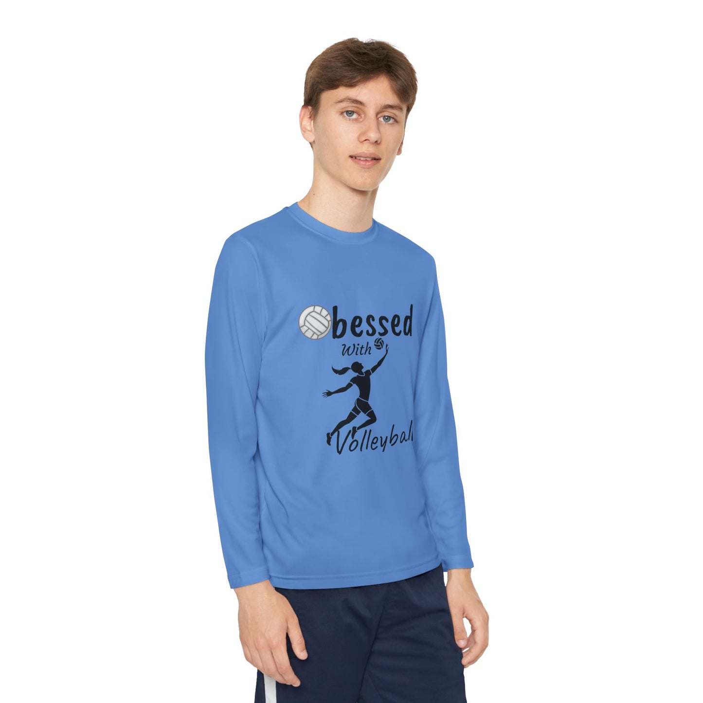 Youth Long Sleeve Volleyball Tee - Obsessed with Volleyball Shirt for Young Players