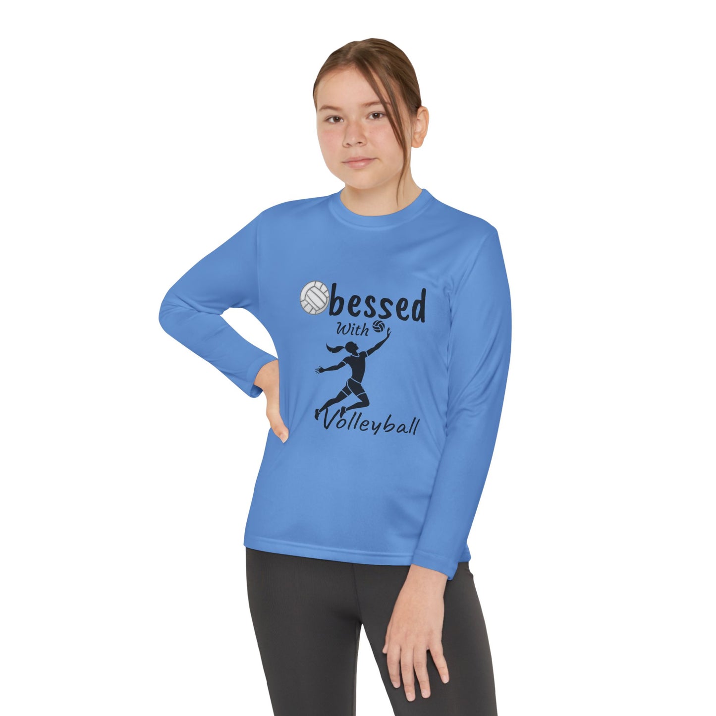 Youth Long Sleeve Volleyball Tee - Obsessed with Volleyball Shirt for Young Players