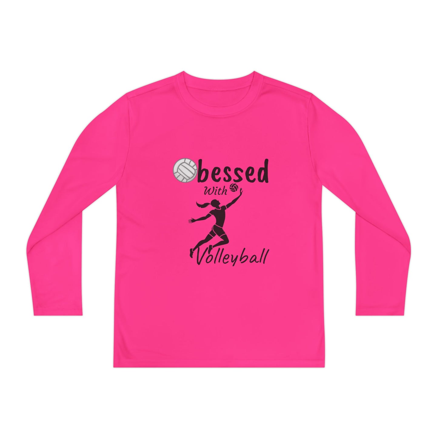 Youth Long Sleeve Volleyball Tee - Obsessed with Volleyball Shirt for Young Players