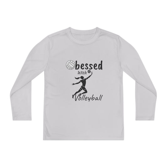 Youth Long Sleeve Volleyball Tee - Obsessed with Volleyball Shirt for Young Players