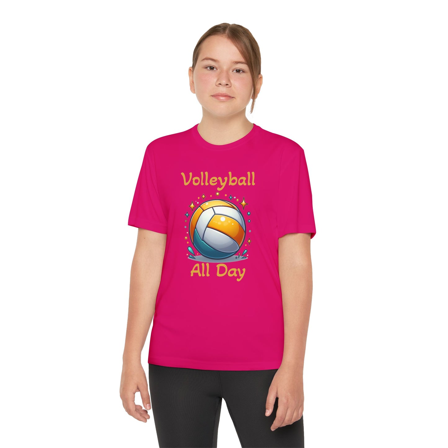 Youth Volleyball Tee - "Volleyball All Day" Graphic Shirt