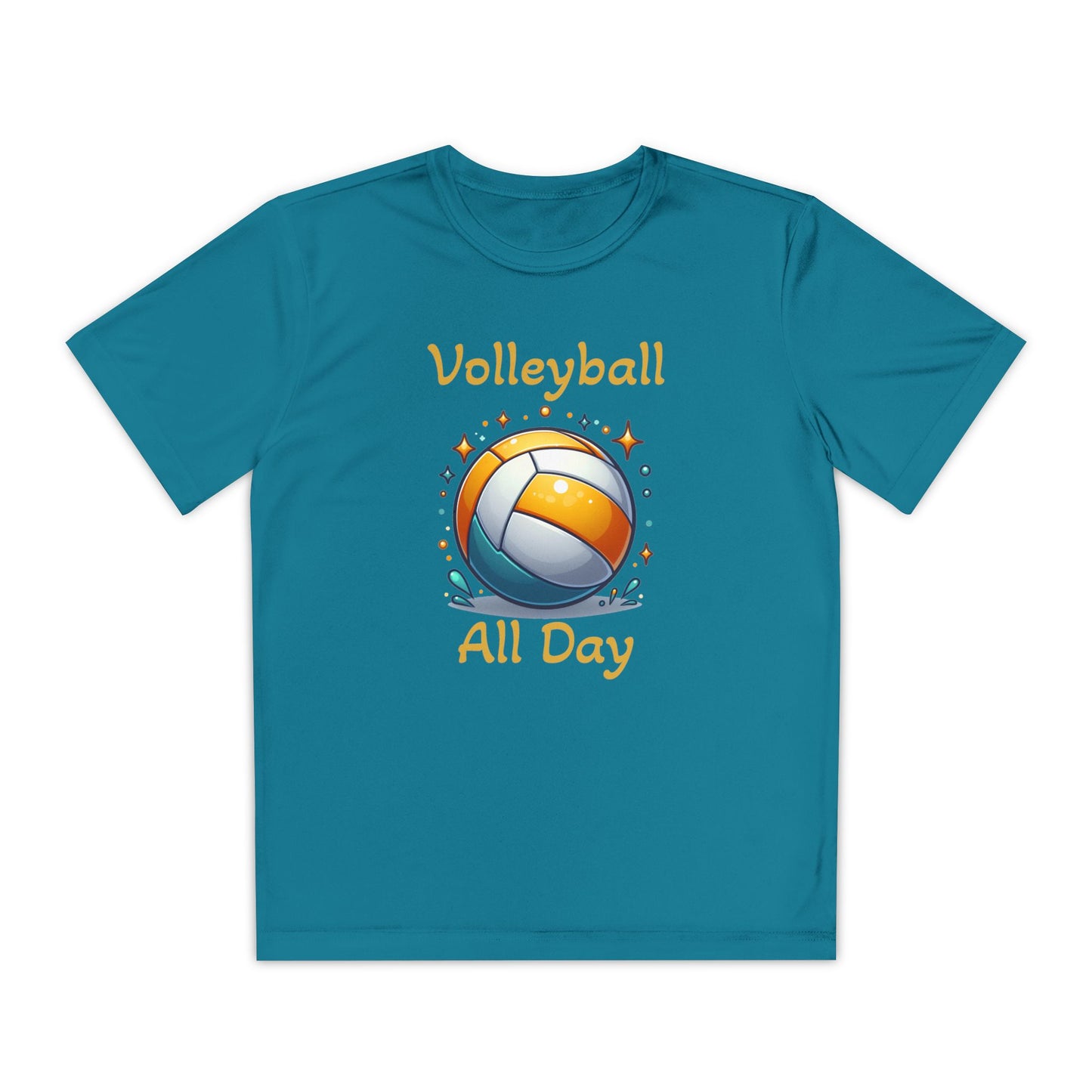 Youth Volleyball Tee - "Volleyball All Day" Graphic Shirt