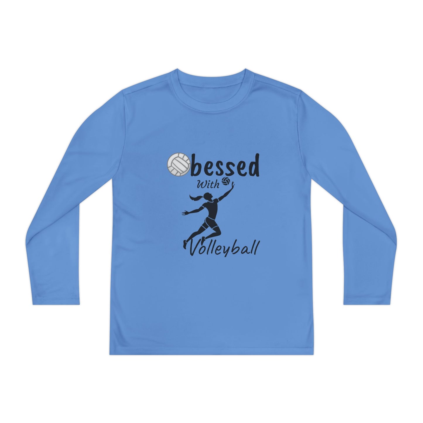 Youth Long Sleeve Volleyball Tee - Obsessed with Volleyball Shirt for Young Players