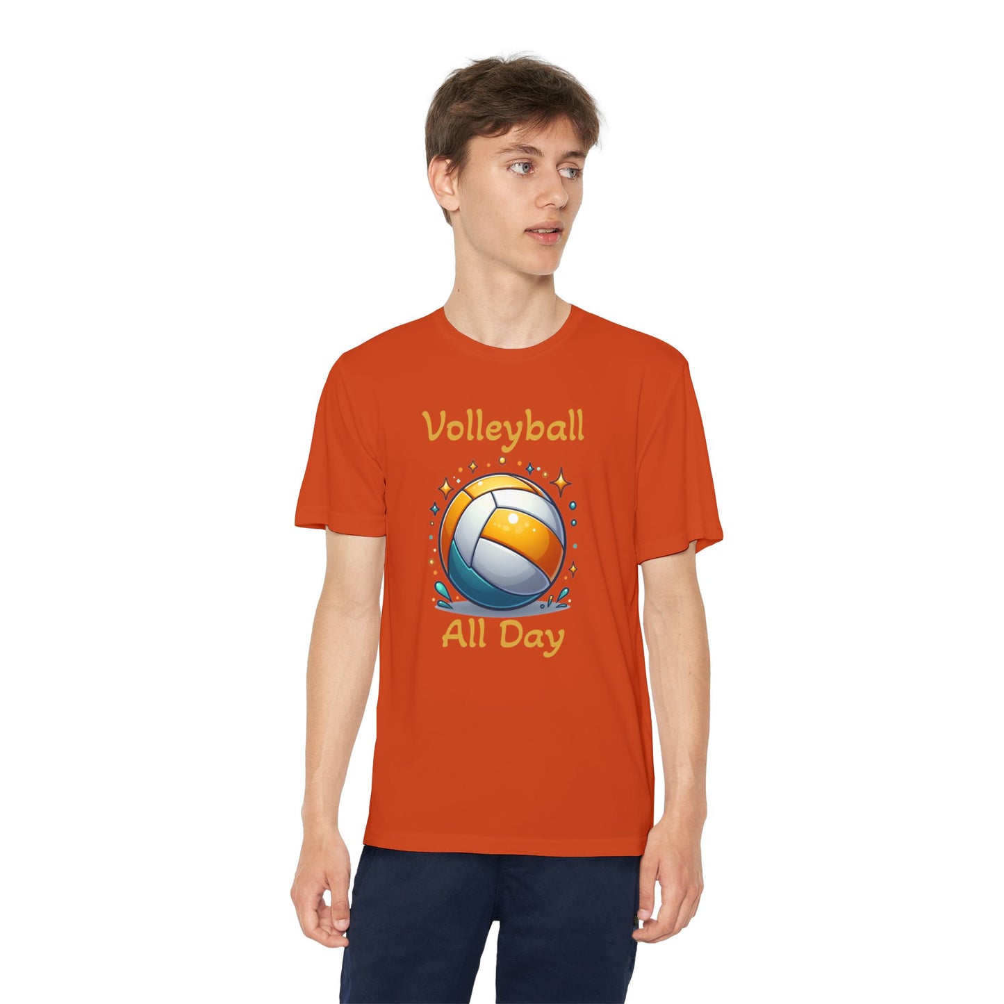 Youth Volleyball Tee - "Volleyball All Day" Graphic Shirt